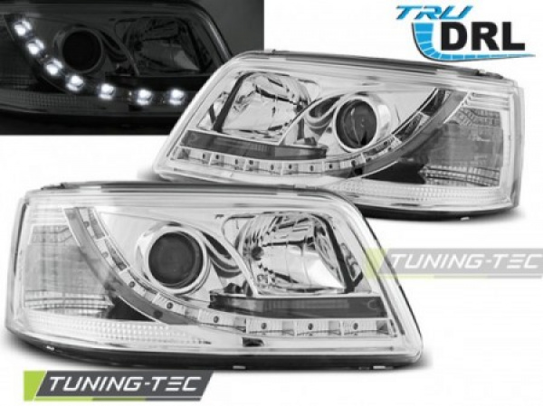 LED Tagfahrlicht Scheinwerfer für VW T5 03-09 chrom